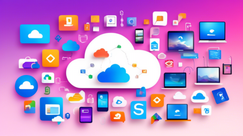 A vibrant collage showcasing various free cloud storage solutions. Include logos and icons for popular services like Google Drive, Dropbox, OneDrive, and iCloud. In the background, a futuristic digital cloud with interconnected devices such as smartphones, tablets, and computers, emphasizing seamless access and storage. The overall theme should be modern and tech-savvy, with a focus on accessibility and efficiency.