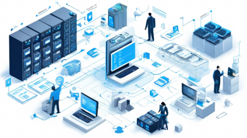 An intricate digital illustration of a professional IT setup showing effective strategies for backing up SharePoint Online. The image should include cloud servers, security shields, and a user-friendly dashboard displaying data backup in progress. Highlight the integration of SharePoint Online's interface with backup solutions, emphasizing security and efficiency. Incorporate elements like diagrams, flowcharts, and icons representing automated processes, data encryption, and recovery options to convey a robust backup strategy.